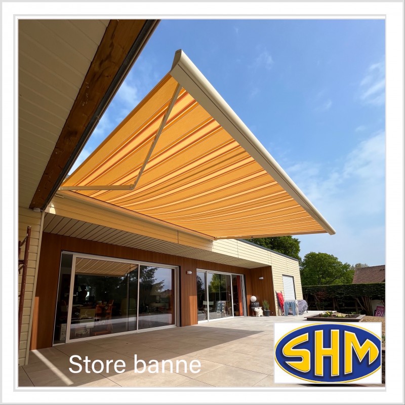 La Société Havraise de Menuiserie pose des stores banne électriques, toile aux choix Dickson, Le Havre et ses alentours.
